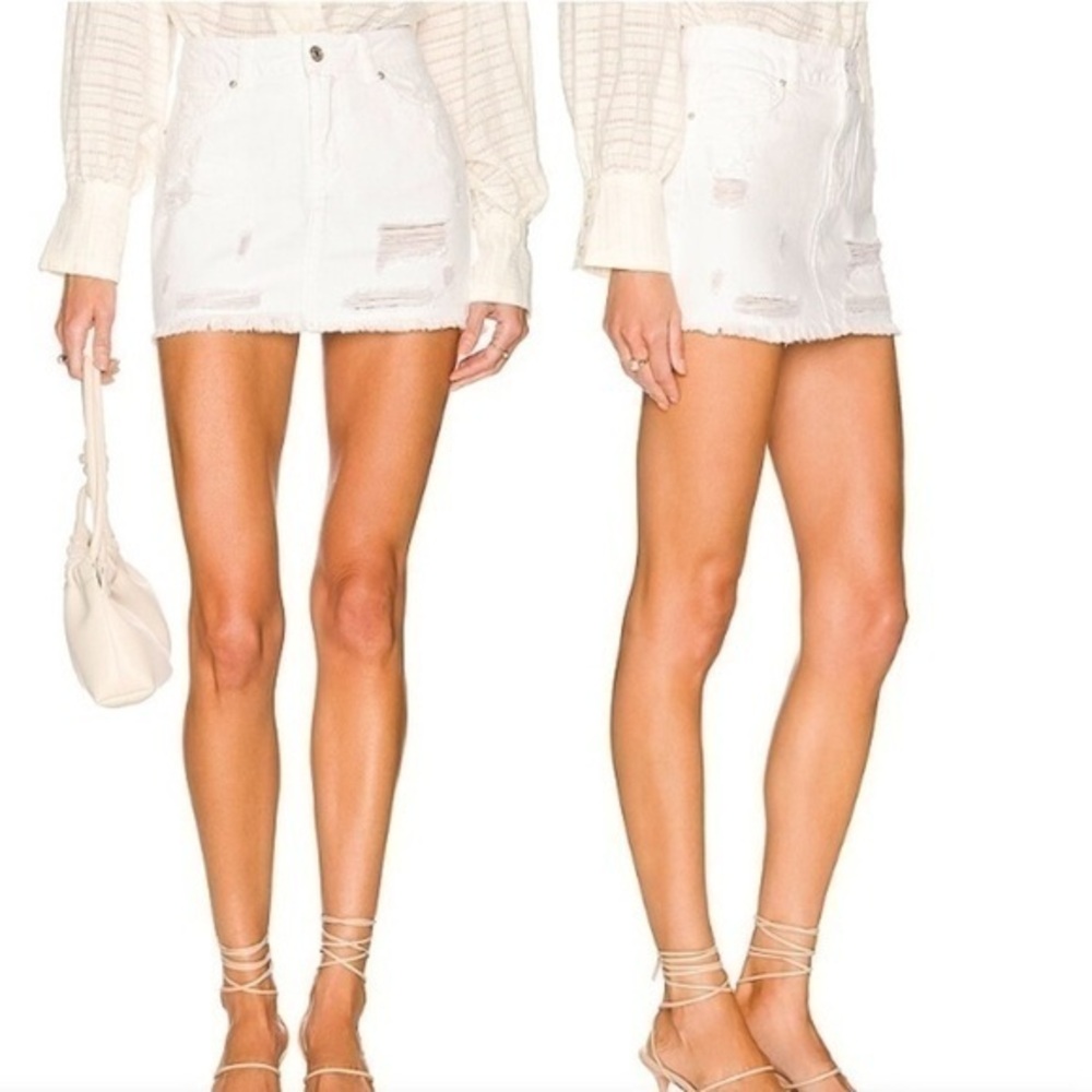 NWT Free People Out  of Ordinary Denim Mini Skirt - White, Size 8 Trendy & Chic